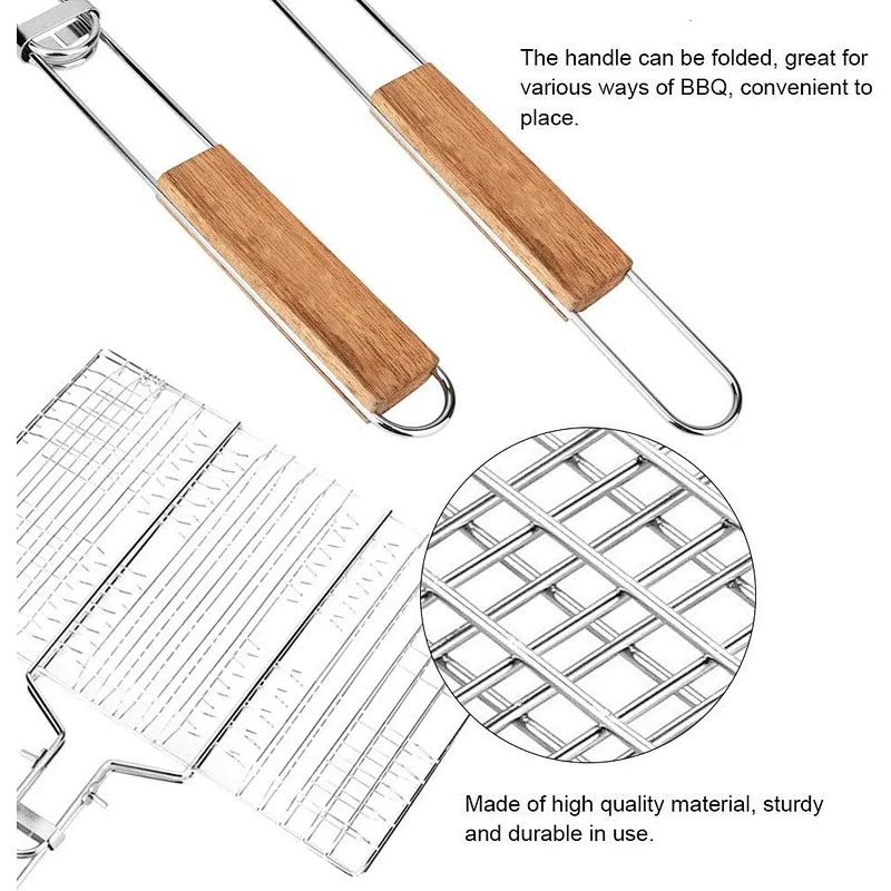 Premium Stainless Steel Fish Basket for Grilling BBQ Baskets